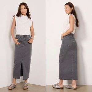 Kut From The Kluth Kendra Denim Skirt Gray Midi Front Slit 6